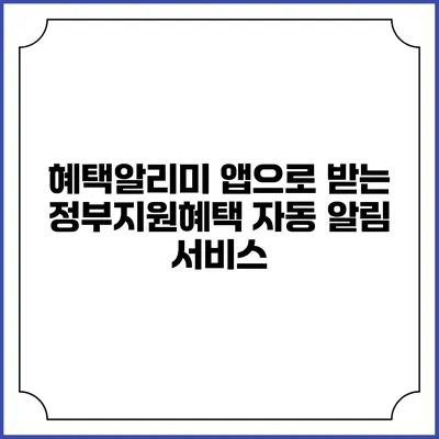 혜택알리미 앱으로 받는 정부지원혜택 자동 알림 서비스