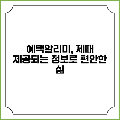 혜택알리미, 제때 제공되는 정보로 편안한 삶