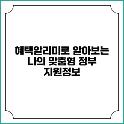 혜택알리미로 알아보는 나의 맞춤형 정부 지원정보