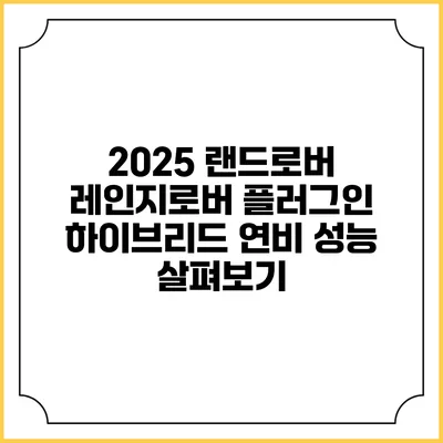 2025 랜드로버 레인지로버 플러그인 하이브리드 연비 성능 살펴보기