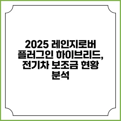 2025 레인지로버 플러그인 하이브리드, 전기차 보조금 현황 분석