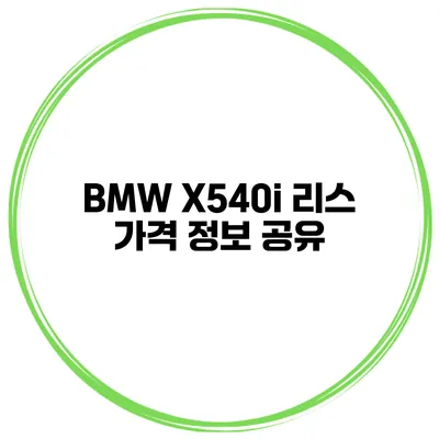 BMW X540i 리스 가격 정보 공유