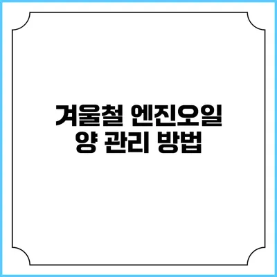 겨울철 엔진오일 양 관리 방법