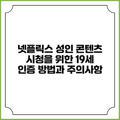 넷플릭스 성인 콘텐츠 시청을 위한 19세 인증 방법과 주의사항
