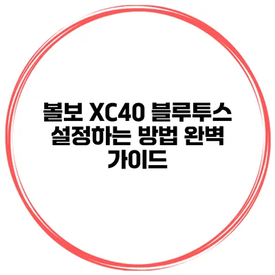 볼보 XC40 블루투스 설정하는 방법 완벽 가이드