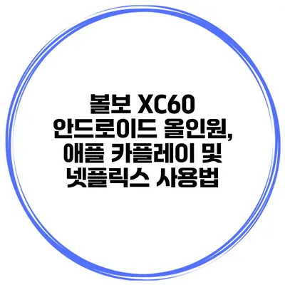 볼보 XC60 안드로이드 올인원, 애플 카플레이 및 넷플릭스 사용법