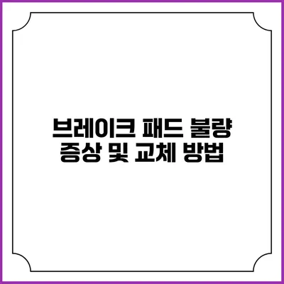 브레이크 패드 불량 증상 및 교체 방법