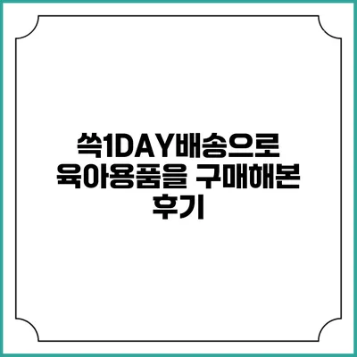쓱1DAY배송으로 육아용품을 구매해본 후기