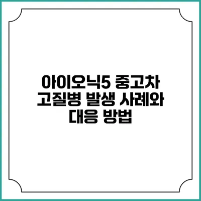 아이오닉5 중고차 고질병 발생 사례와 대응 방법
