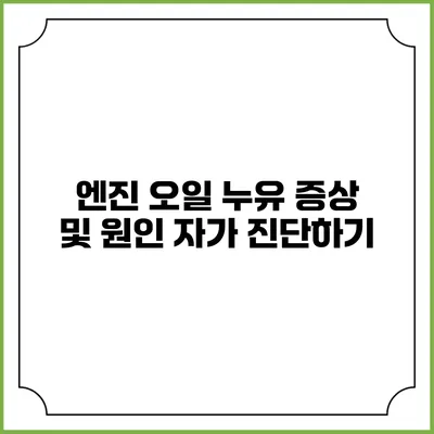 엔진 오일 누유 증상 및 원인 자가 진단하기