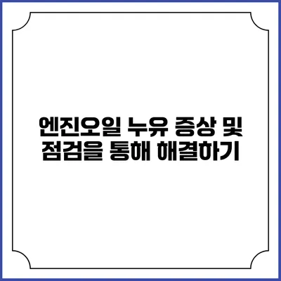 엔진오일 누유 증상 및 점검을 통해 해결하기
