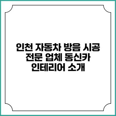 인천 자동차 방음 시공 전문 업체 동신카 인테리어 소개