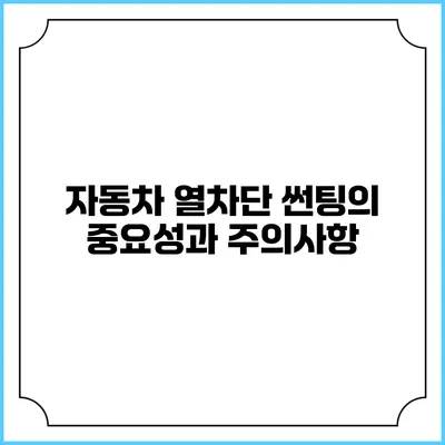 자동차 열차단 썬팅의 중요성과 주의사항