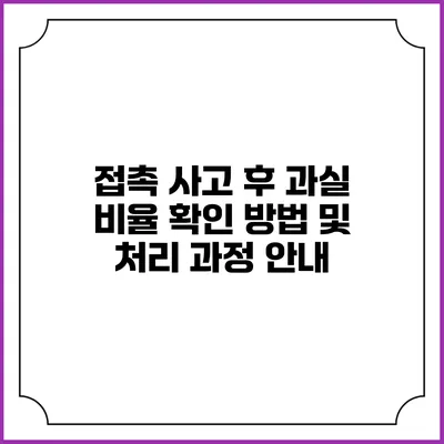 접촉 사고 후 과실 비율 확인 방법 및 처리 과정 안내