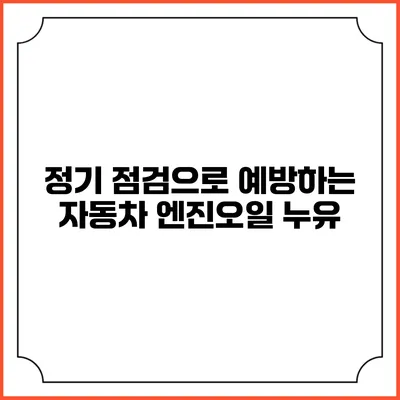 정기 점검으로 예방하는 자동차 엔진오일 누유