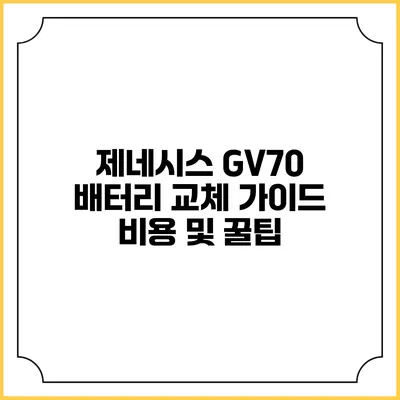 제네시스 GV70 배터리 교체 가이드 비용 및 꿀팁