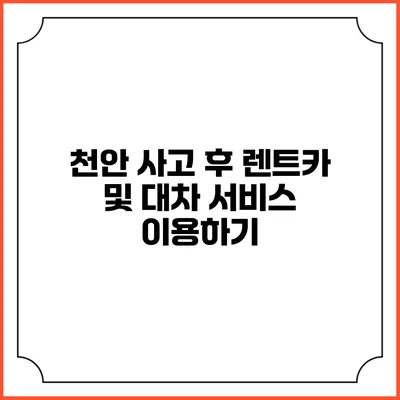 천안 사고 후 렌트카 및 대차 서비스 이용하기